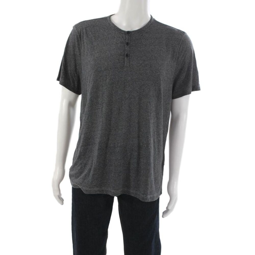 John Varvatos Mens Classic Dark Gray Button Short Sleeve T-Shirt Size L